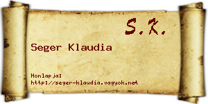Seger Klaudia névjegykártya